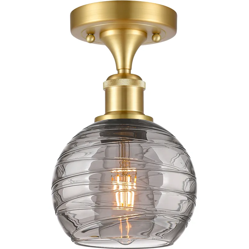 Ballston Athens Deco Swirl 1 Light 5.88 inch Satin Gold Semi-Flush Mount Ceiling Light