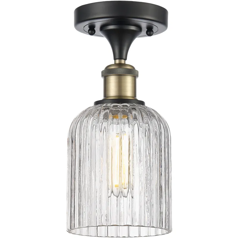 Bridal Veil 1 Light 5 inch Black Antique Brass Semi-Flush Mount Ceiling Light in Clear