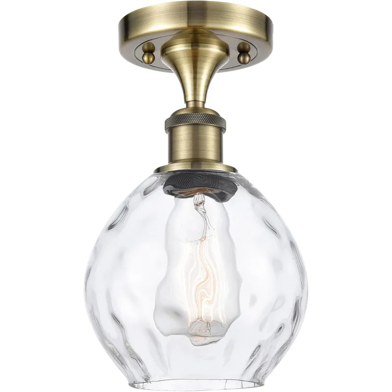 Ballston Small Waverly LED 6 inch Antique Brass Semi-Flush Mount Ceiling Light, Ballston