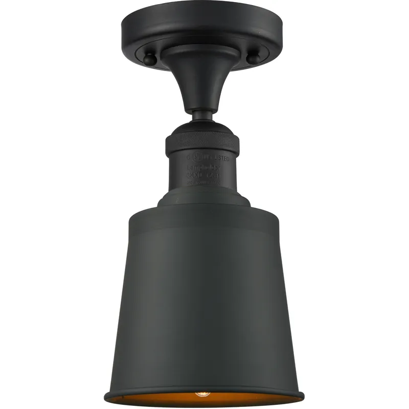 Franklin Restoration Addison 1 Light 5 inch Matte Black Semi-Flush Mount Ceiling Light, Franklin Restoration