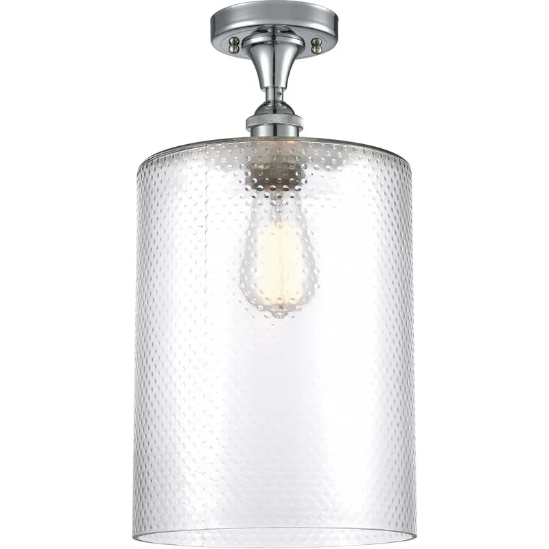 Ballston Large Cobbleskill 1 Light 9 inch Polished Chrome Semi-Flush Mount Ceiling Light in Clear Glass, Ballston