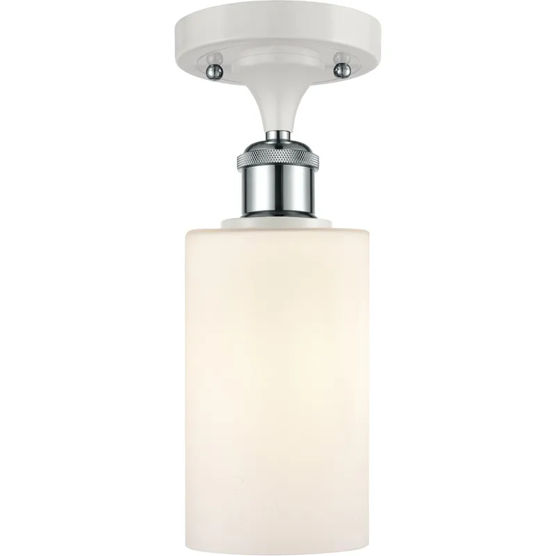 Ballston Clymer 1 Light 4 inch White and Polished Chrome Semi-Flush Mount Ceiling Light in Matte White Glass, Ballston
