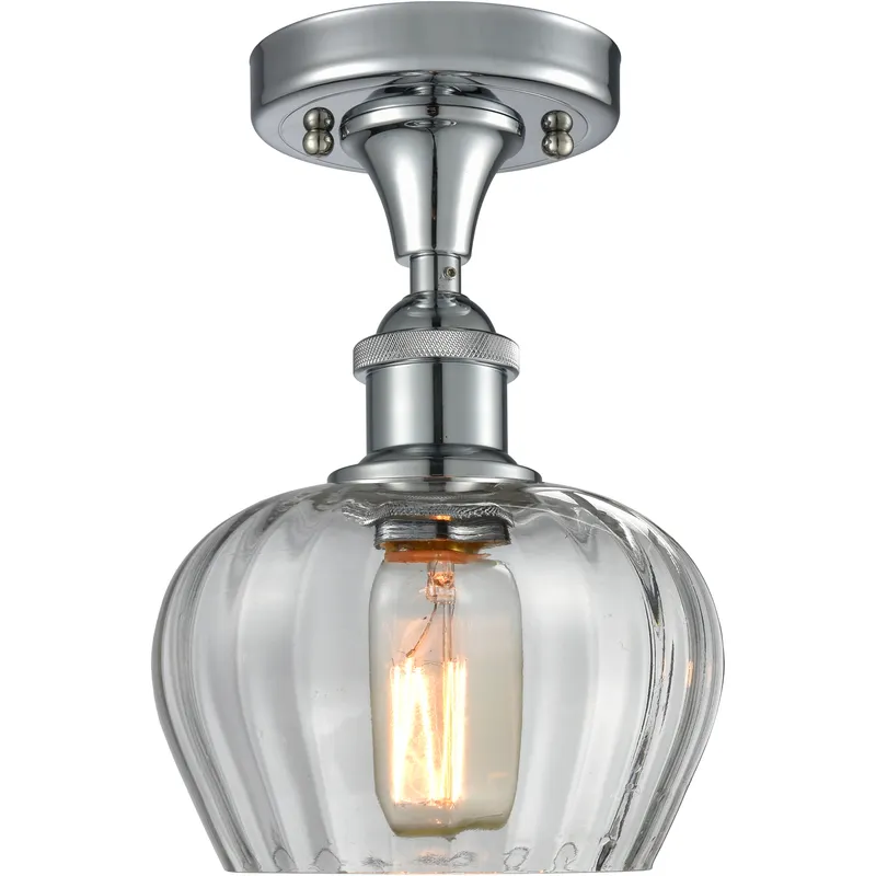 Edison Fenton 1 Light 6.5 inch Polished Chrome Semi-Flush Mount Ceiling Light in Clear Glass