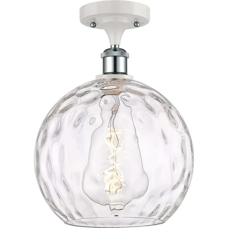 Ballston Athens Water Glass LED 10 inch White and Polished Chrome Semi-Flush Mount Ceiling Light
