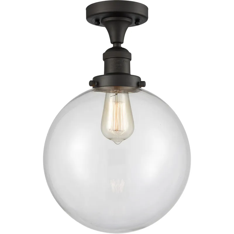 Franklin Restoration X-Large Beacon 1 Light 10 inch Oil Rubbed Bronze Semi-Flush Mount Ceiling Light in Clear Glass, Franklin Restoration