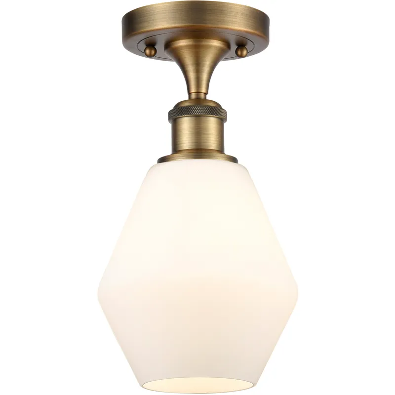 Ballston Cindyrella LED 6 inch Brushed Brass Semi-Flush Mount Ceiling Light in Matte White Glass