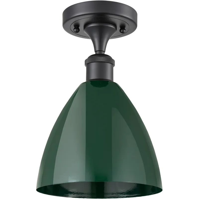 Ballston Plymouth Dome LED 7.5 inch Matte Black Semi-Flush Mount Ceiling Light in Matte Green