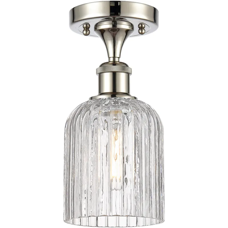 Bridal Veil 1 Light 5 inch Polished Nickel Semi-Flush Mount Ceiling Light in Clear Glass