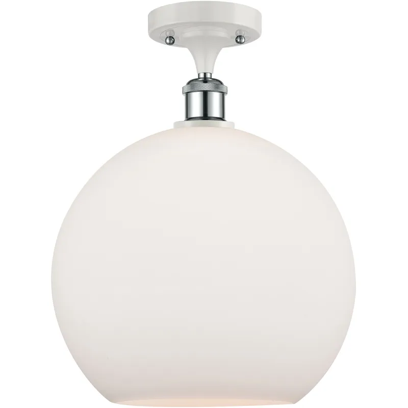 Ballston Athens LED 11.75 inch White and Polished Chrome Semi-Flush Mount Ceiling Light in Matte White Glass