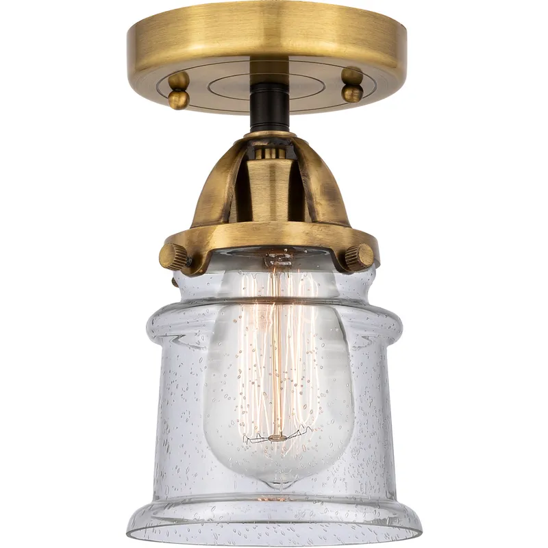 Nouveau 2 Small Canton 1 Light 5.25 inch Black Antique Brass Semi-Flush Mount Ceiling Light in Seedy Glass