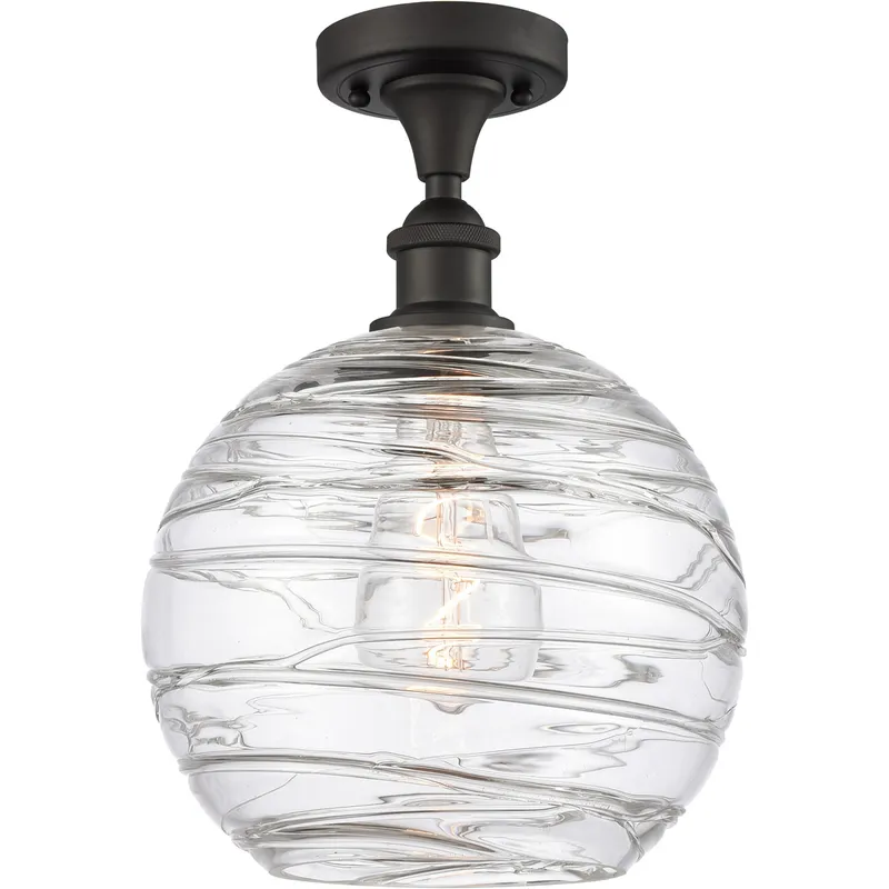 Ballston X-Large Deco Swirl 1 Light 12 inch Oil Rubbed Bronze Semi-Flush Mount Ceiling Light, Ballston