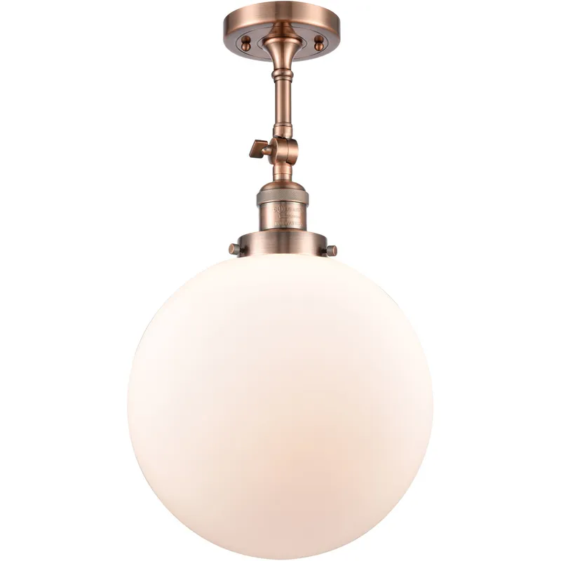 Franklin Restoration XX-Large Beacon 1 Light 12 inch Antique Copper Semi-Flush Mount Ceiling Light in Matte White Glass, Franklin Restoration