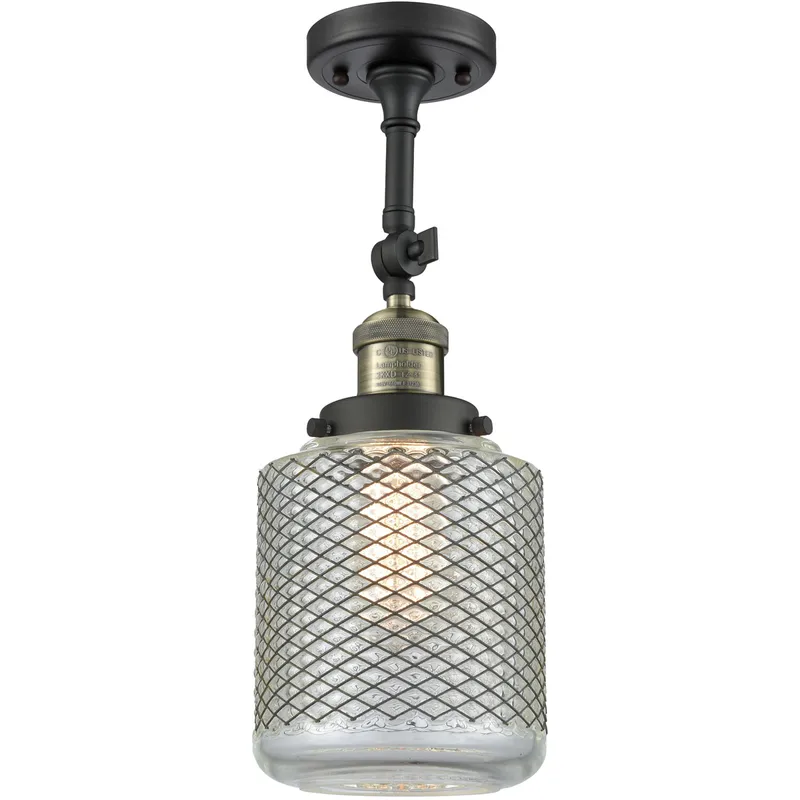 Franklin Restoration Stanton 1 Light 6 inch Black Antique Brass Semi-Flush Mount Ceiling Light, Franklin Restoration
