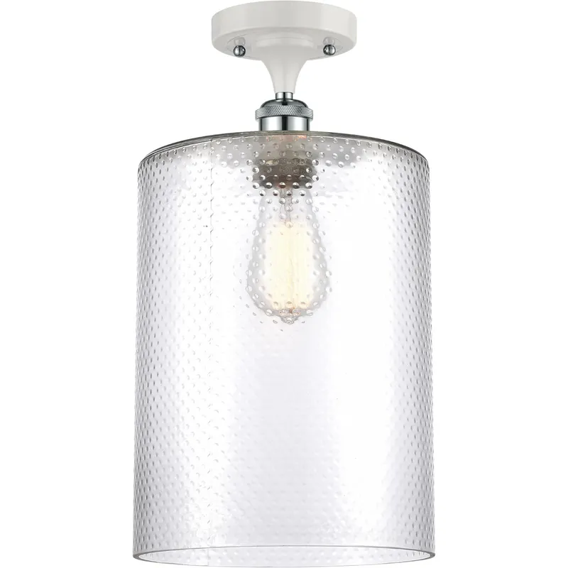 Ballston Large Cobbleskill 1 Light 9 inch White and Polished Chrome Semi-Flush Mount Ceiling Light in Clear Glass, Ballston