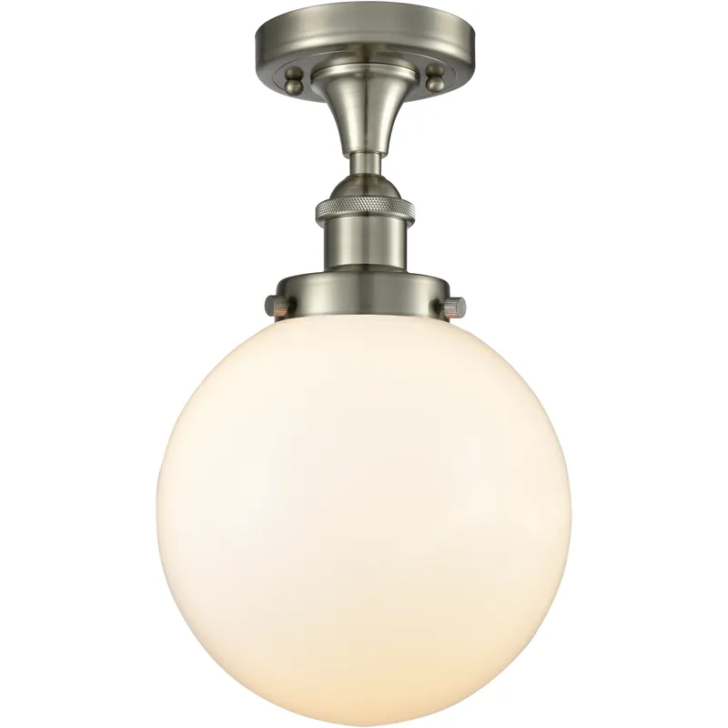 Beacon 1 Light 6.5 inch Brushed Satin Nickel Semi-Flush Mount Ceiling Light