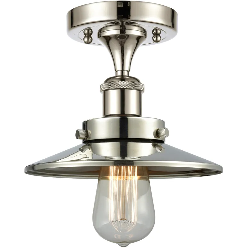 Edison 1 Light 8 inch Polished Nickel Semi-Flush Mount Ceiling Light