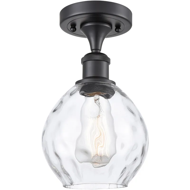 Ballston Small Waverly LED 6 inch Matte Black Semi-Flush Mount Ceiling Light, Ballston