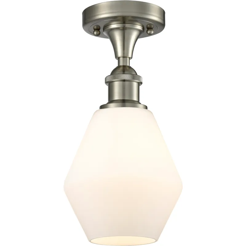 Ballston Cindyrella LED 6 inch Brushed Satin Nickel Semi-Flush Mount Ceiling Light in Cased Matte White Glass