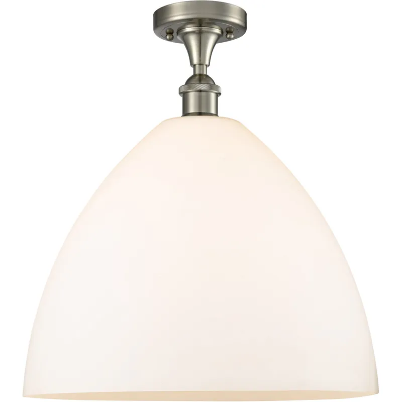 Ballston Dome 1 Light 16 inch Brushed Satin Nickel Semi-Flush Mount Ceiling Light in Matte White Glass