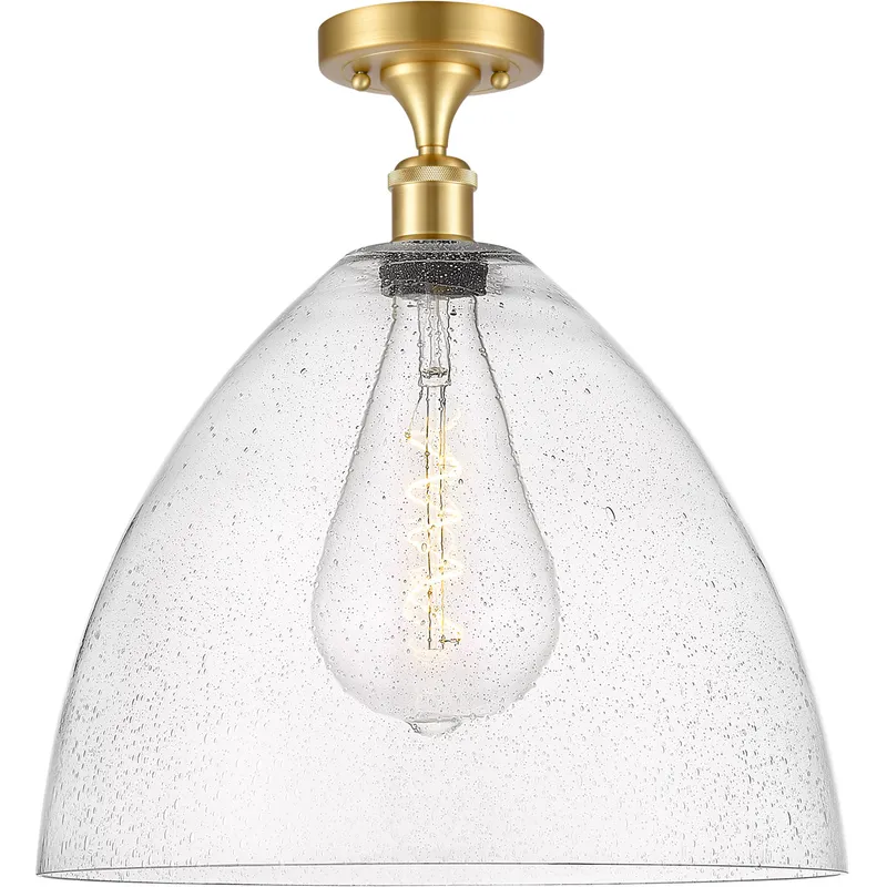 Ballston Dome 1 Light 16 inch Satin Gold Semi-Flush Mount Ceiling Light