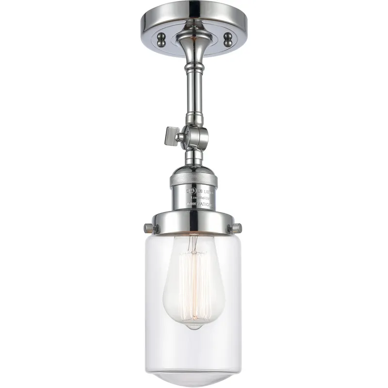 Franklin Restoration Dover LED 5 inch Polished Chrome Semi-Flush Mount Ceiling Light in Clear Glass, Franklin Restoration