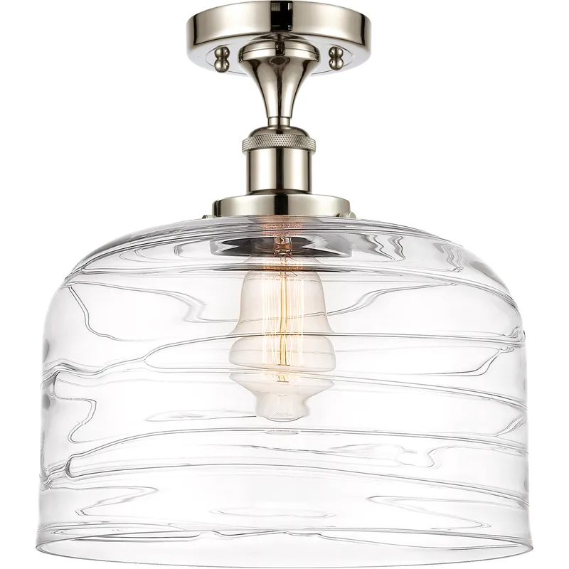 Ballston Bell 1 Light 8 inch Polished Nickel Semi-Flush Mount Ceiling Light