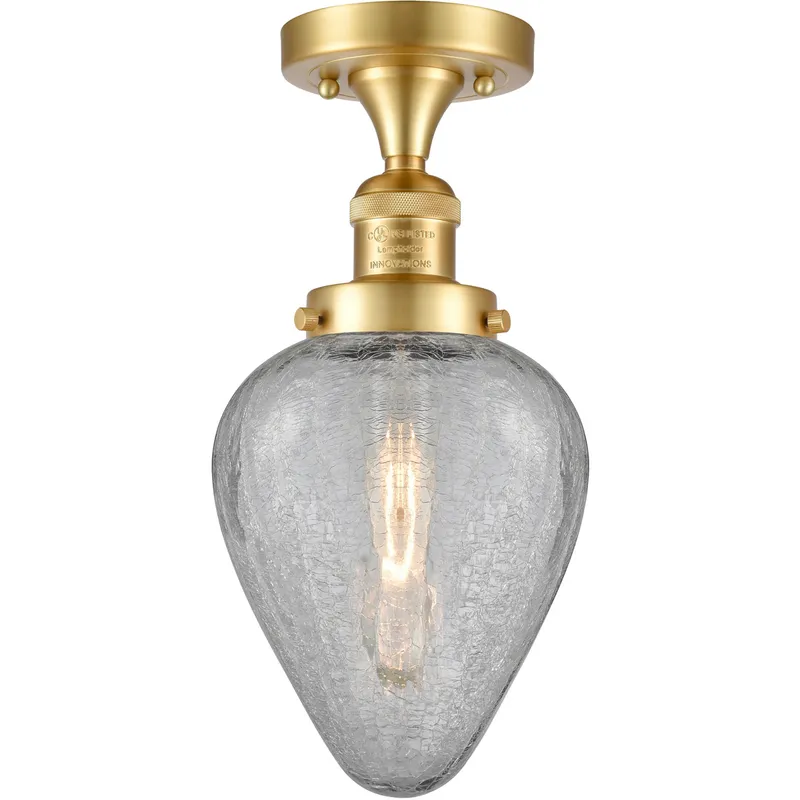 Franklin Restoration Geneseo LED 7 inch Satin Gold Semi-Flush Mount Ceiling Light, Franklin Restoration