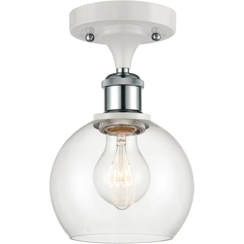 Ballston Athens LED 6 inch White and Polished Chrome Semi-Flush Mount Ceiling Light in Clear Glass
