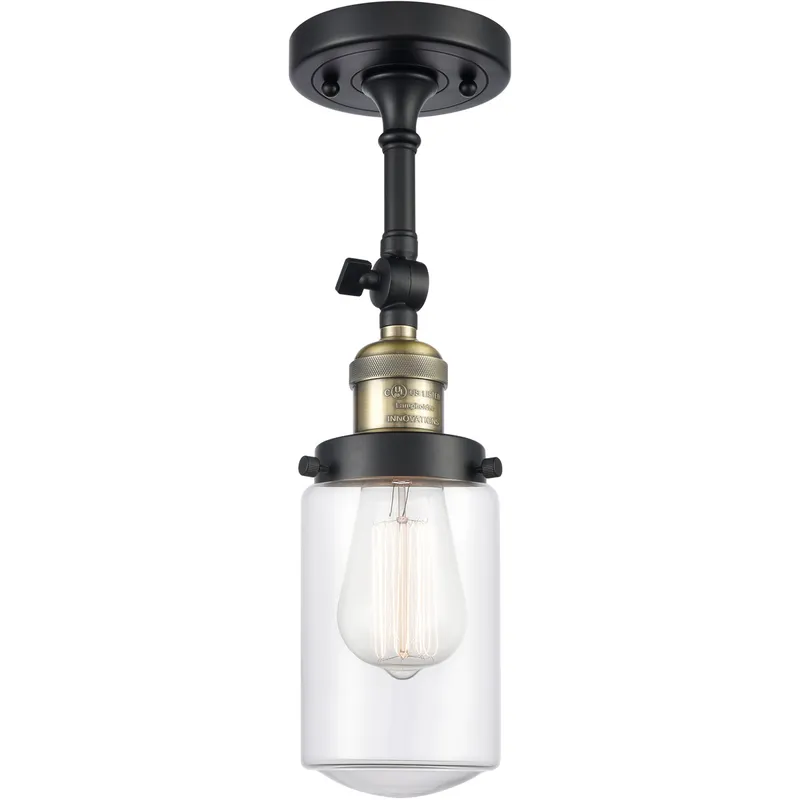 Franklin Restoration Dover LED 5 inch Black Antique Brass Semi-Flush Mount Ceiling Light in Clear Glass, Franklin Restoration