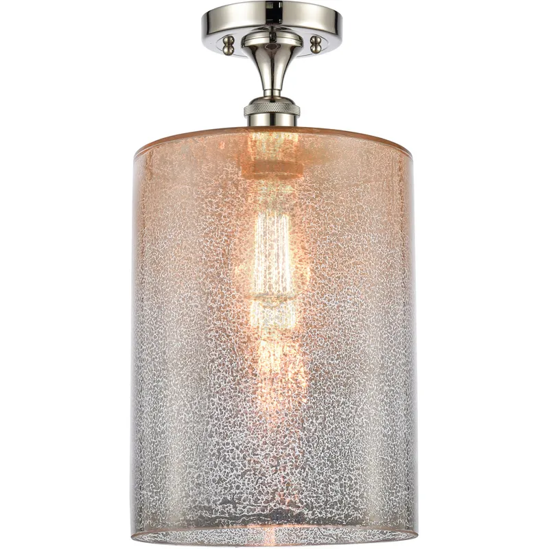 Ballston Large Cobbleskill 1 Light 9 inch Polished Nickel Semi-Flush Mount Ceiling Light in Mercury Glass, Ballston