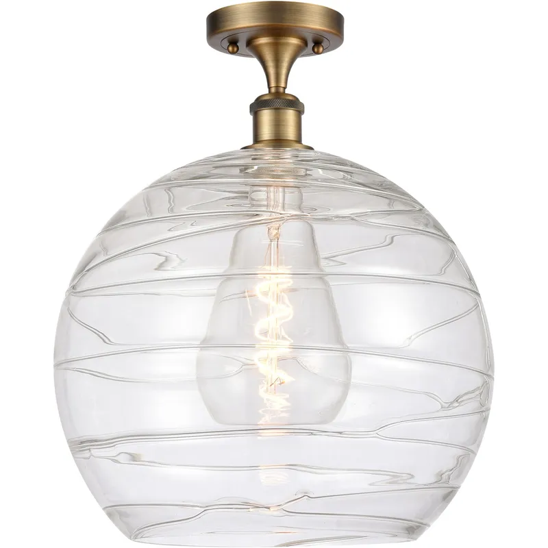 Ballston Deco Swirl LED 13.75 inch Brushed Brass Semi-Flush Mount Ceiling Light