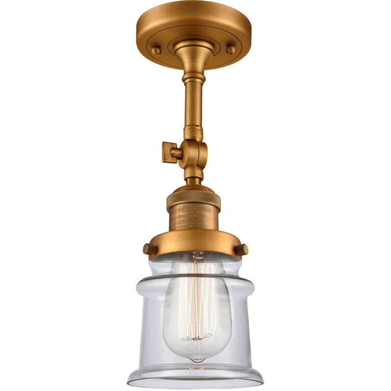 Franklin Restoration Small Canton 1 Light 6 inch Brushed Brass Semi-Flush Mount Ceiling Light in Clear Glass, Franklin Restoration