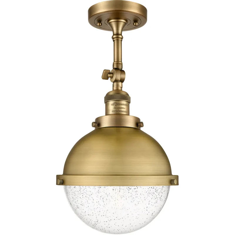 Franklin Restoration Hampden 1 Light 9 inch Black Antique Brass Semi-Flush Mount Ceiling Light in Seedy Glass