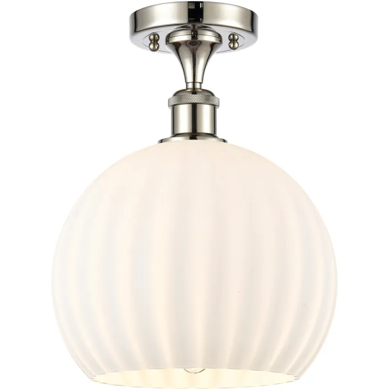 Ballston White Venetian 1 Light 10 inch Polished Nickel Semi-Flush Mount Ceiling Light