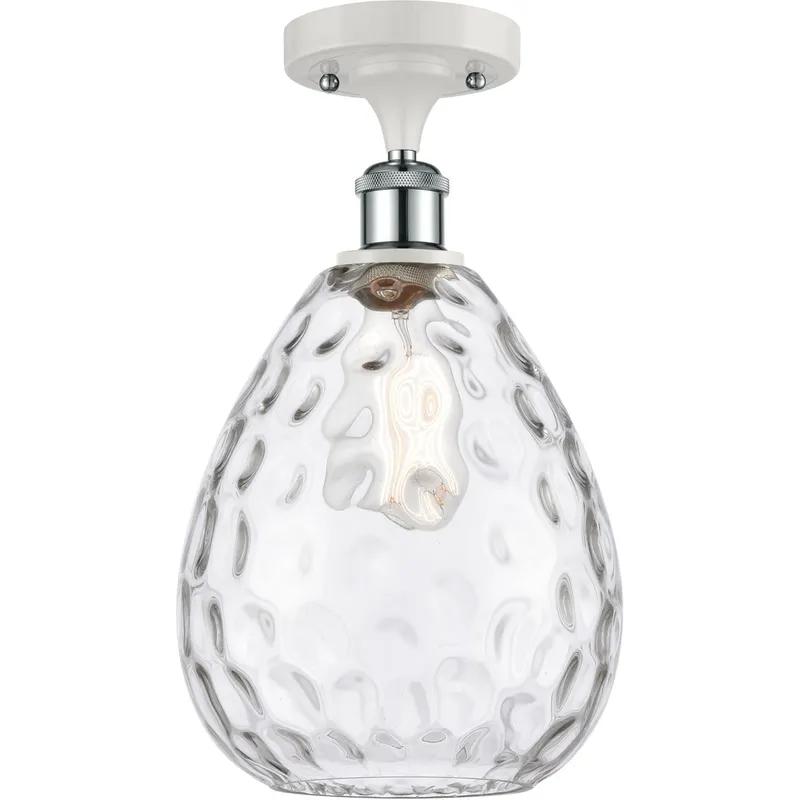 Ballston Large Waverly 1 Light 8 inch White and Polished Chrome Semi-Flush Mount Ceiling Light, Ballston
