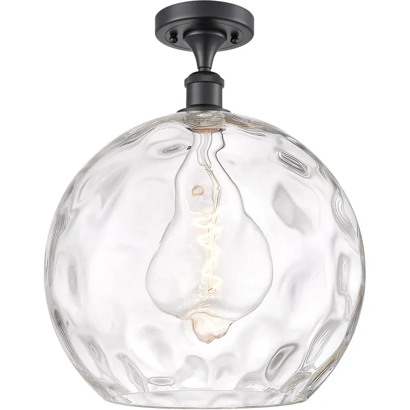 Ballston Athens Water Glass 1 Light 14 inch Matte Black Semi-Flush Mount Ceiling Light