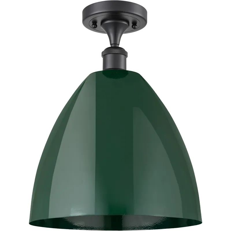 Ballston Plymouth Dome LED 12 inch Matte Black Semi-Flush Mount Ceiling Light in Matte Green