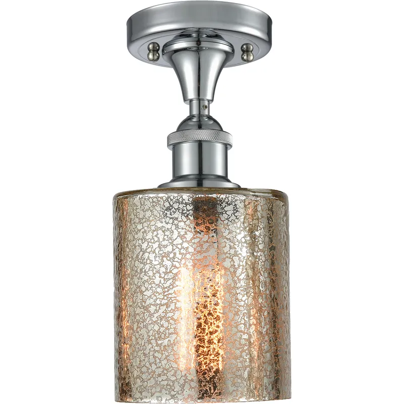 Edison Cobbleskill 1 Light 5 inch Polished Chrome Semi-Flush Mount Ceiling Light in Mercury Glass