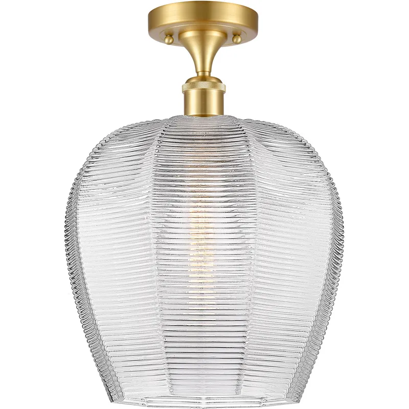 Ballston Norfolk LED 11.75 inch Satin Gold Semi-Flush Mount Ceiling Light in Clear Glass
