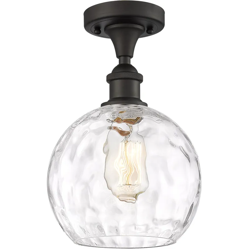 Ballston Athens Water Glass 1 Light 8 inch Oil Rubbed Bronze Semi-Flush Mount Ceiling Light