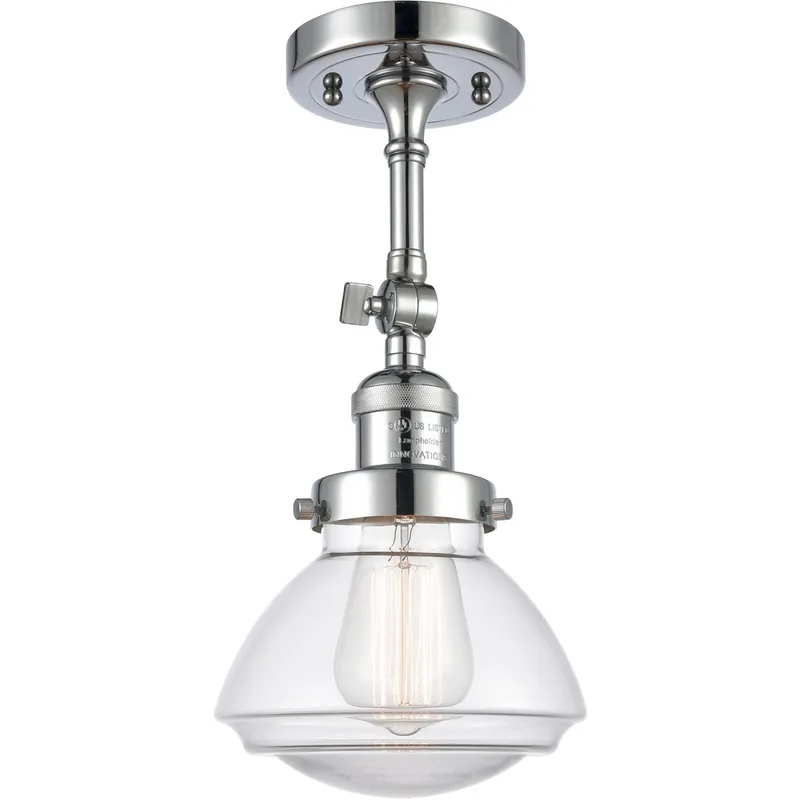 Franklin Restoration Olean LED 7 inch Polished Chrome Semi-Flush Mount Ceiling Light in Clear Glass, Franklin Restoration