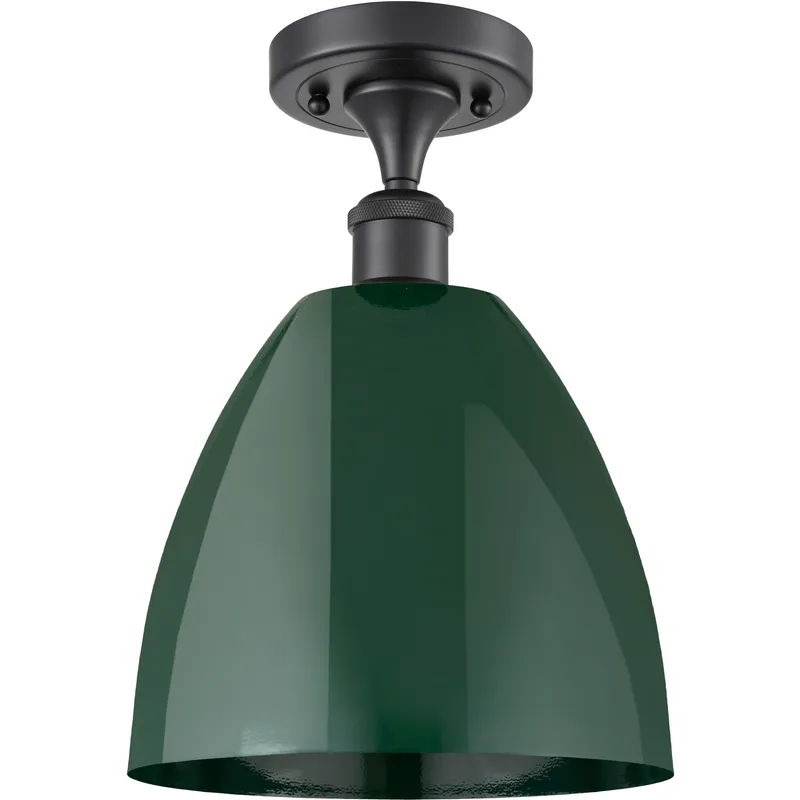 Ballston Plymouth Dome 1 Light 9 inch Matte Black Semi-Flush Mount Ceiling Light in Matte Green