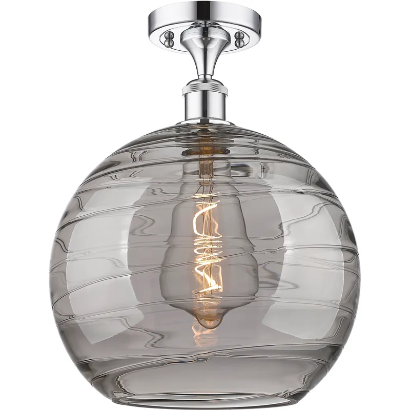 Ballston Athens Deco Swirl 1 Light 12 inch Polished Chrome Semi-Flush Mount Ceiling Light