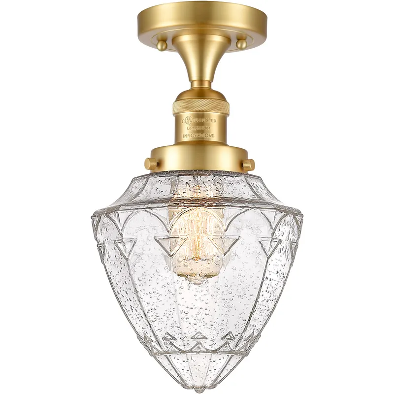 Franklin Restoration Bullet LED 7 inch Satin Gold Semi-Flush Mount Ceiling Light