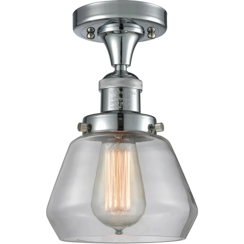 Franklin Restoration Fulton LED 7 inch Polished Chrome Semi-Flush Mount Ceiling Light in Clear Glass, Franklin Restoration