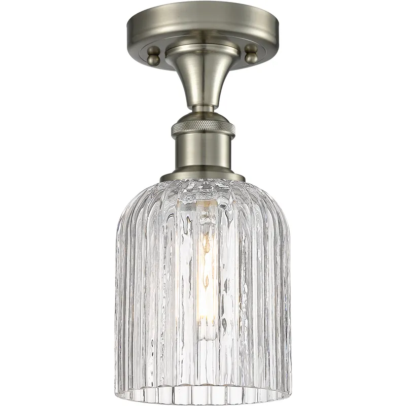 Bridal Veil 1 Light 5 inch Satin Nickel Semi-Flush Mount Ceiling Light in Clear Glass
