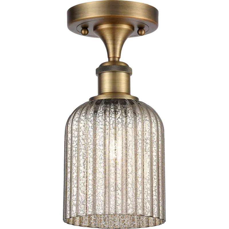 Bridal Veil 1 Light 5 inch Brushed Brass Semi-Flush Mount Ceiling Light in Mercury Glass