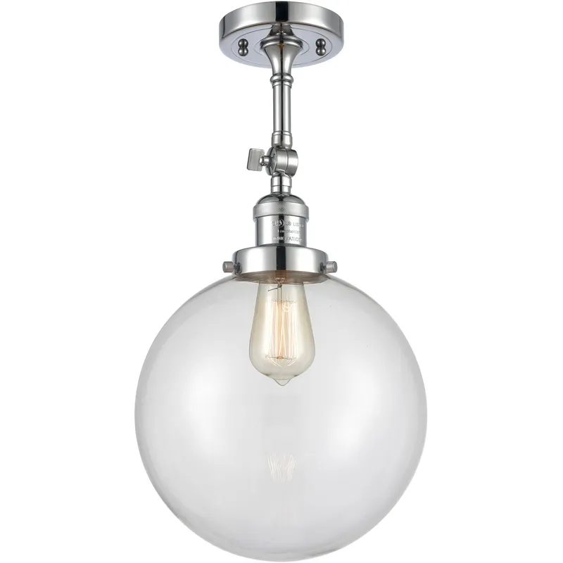 Franklin Restoration X-Large Beacon LED 10 inch Polished Chrome Semi-Flush Mount Ceiling Light in Clear Glass, Franklin Restoration