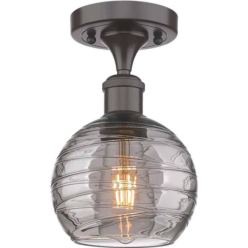 Ballston Athens Deco Swirl 1 Light 5.88 inch Oil Rubbed Bronze Semi-Flush Mount Ceiling Light