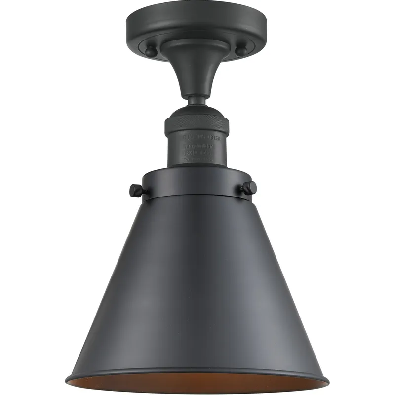Franklin Restoration Appalachian LED 8 inch Matte Black Semi-Flush Mount Ceiling Light, Franklin Restoration